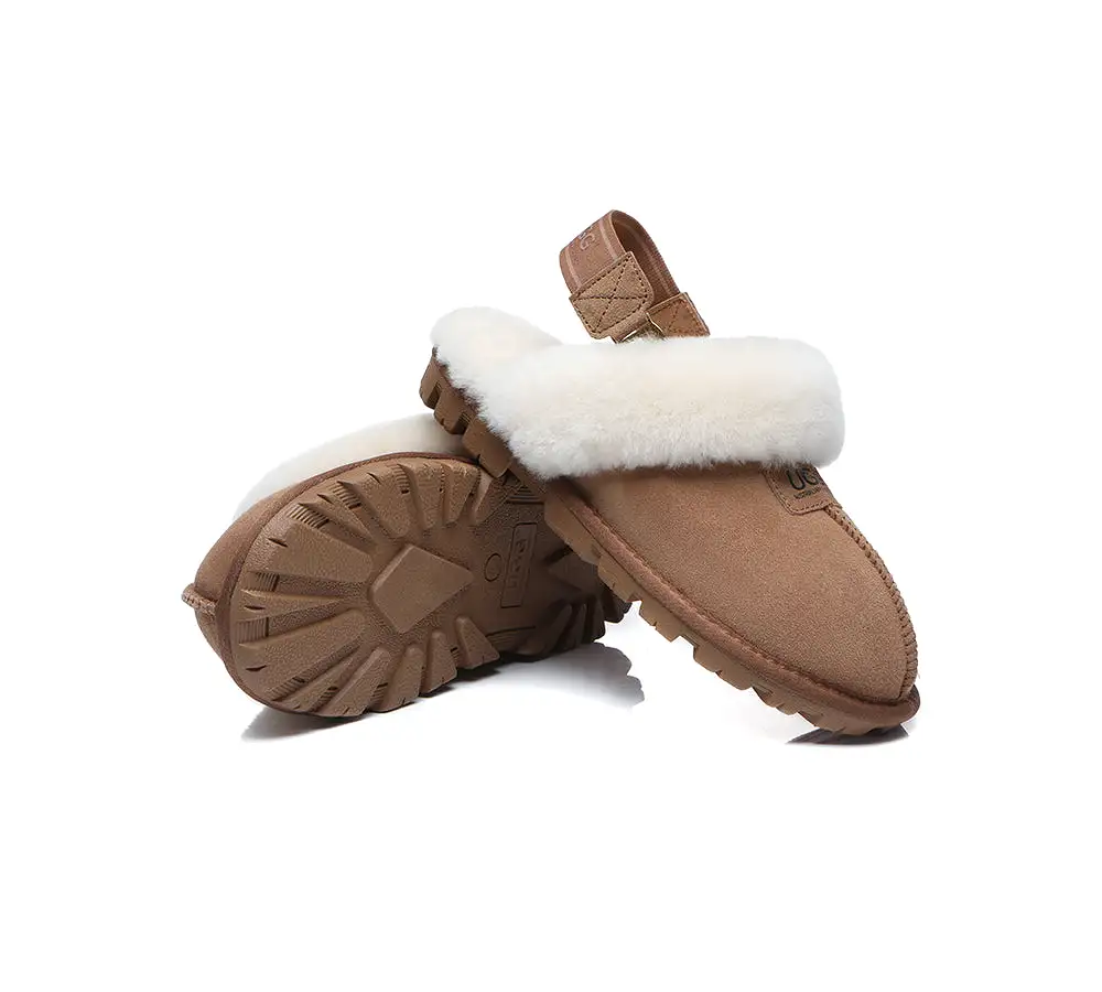 UGG AUSTRALIAN SHEPHERD Sheepskin Wool Removable Strap Slingback Slippers Suzie