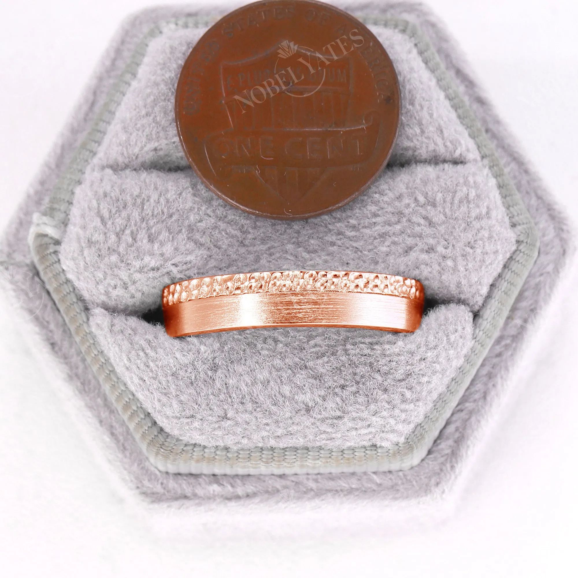 Unique Hammered Plain Wedding Couple Ring Rose Gold