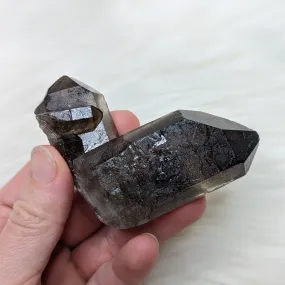 Unique, Perpendicular double terminated Smoky Quartz Point With baby