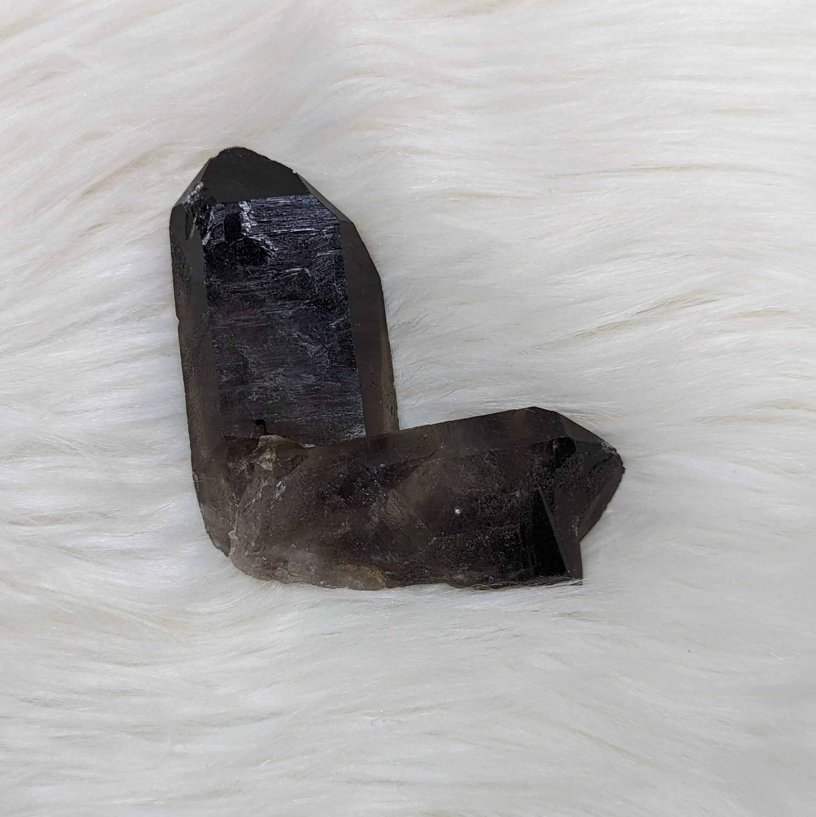 Unique, Perpendicular double terminated Smoky Quartz Point With baby