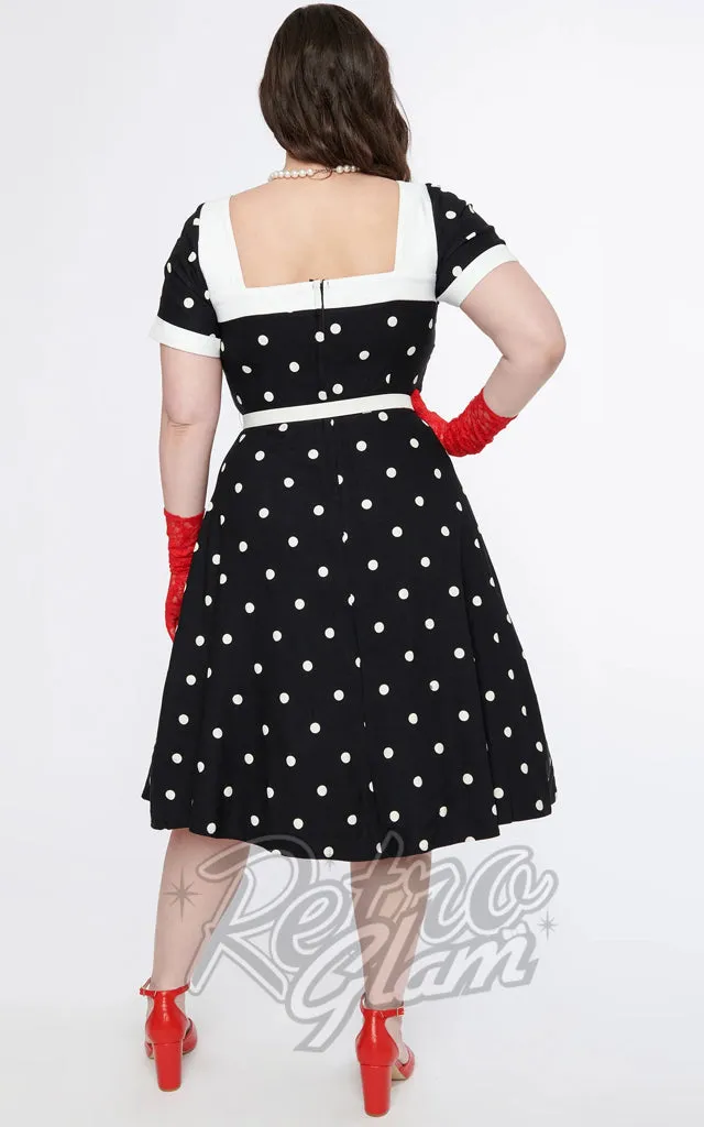 Unique Vintage Black & White Polka Dot Swing Dress