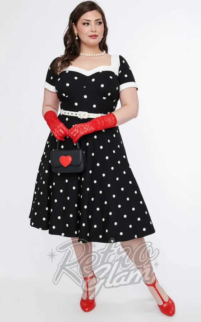 Unique Vintage Black & White Polka Dot Swing Dress