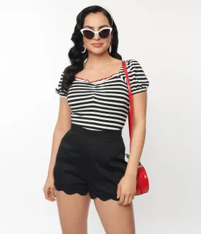 Unique Vintage Black Scallop Shorts