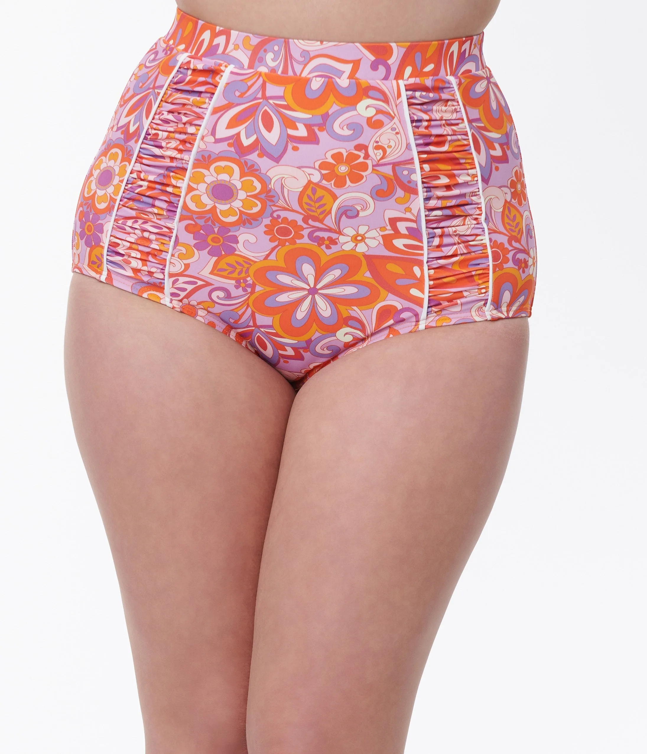 Unique Vintage Bohemian Floral Ruched Swim Bottom