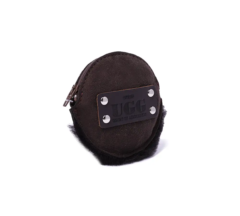 Urban UGG Sheepskin Wool Fluffy Round Zip Purse