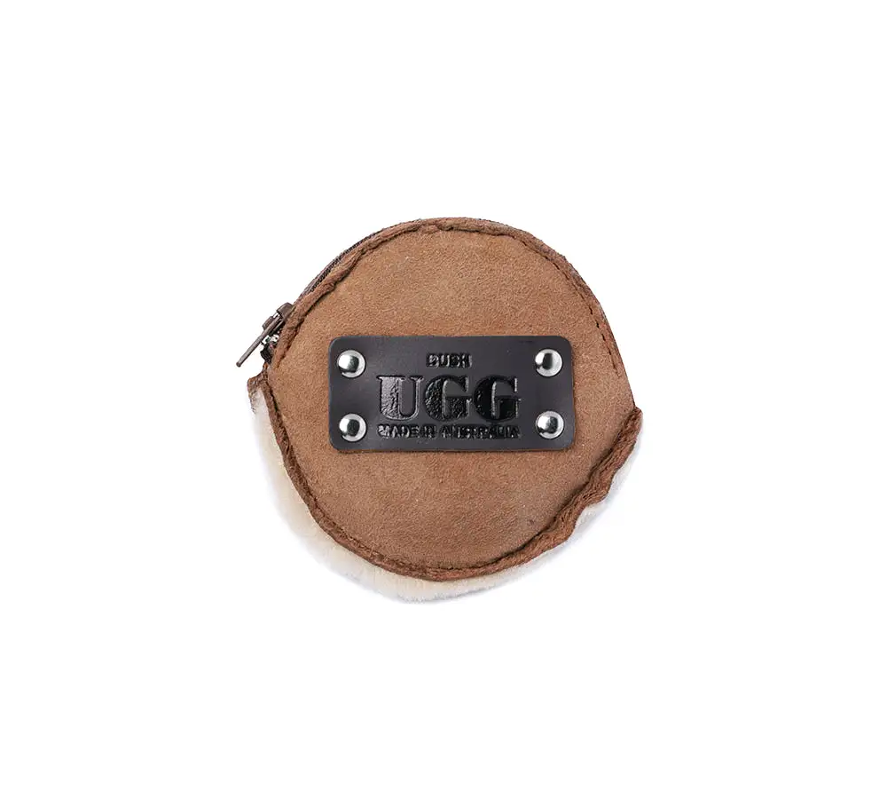 Urban UGG Sheepskin Wool Fluffy Round Zip Purse