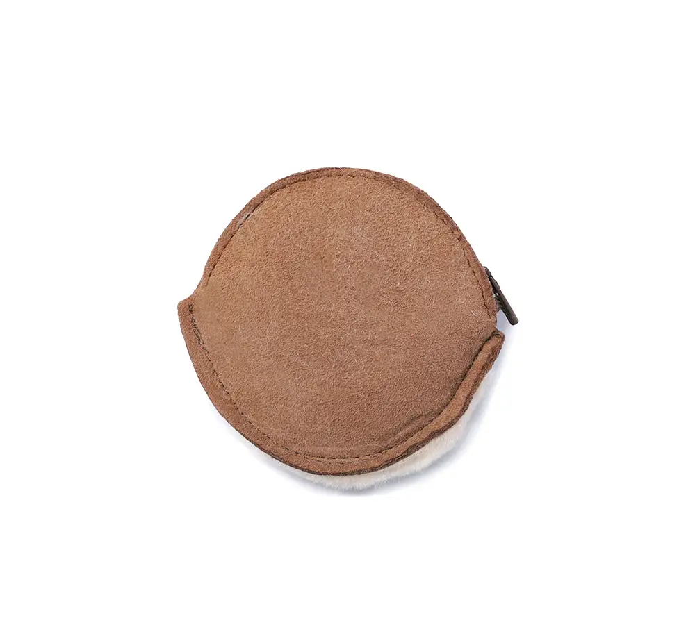 Urban UGG Sheepskin Wool Fluffy Round Zip Purse