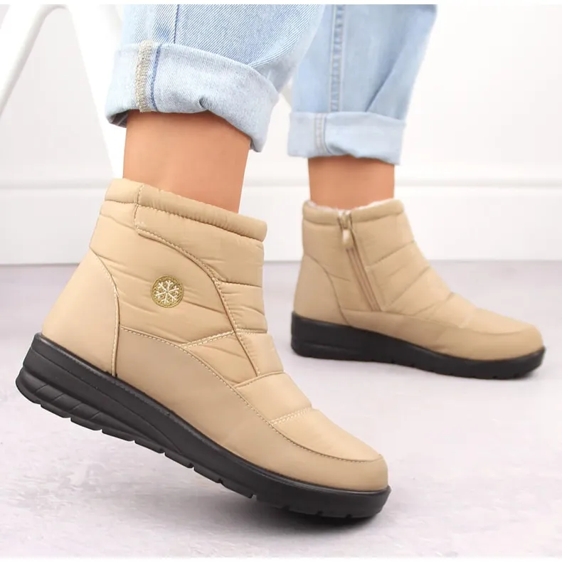 Women's beige wedge snow boots News 5029