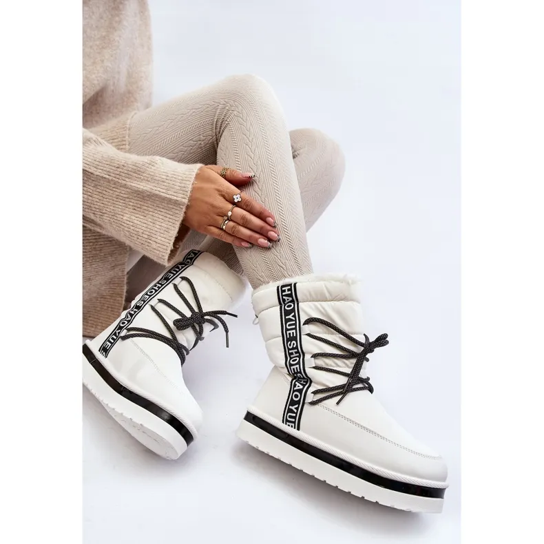 Women's Snow Boots With Lacing White Lilara