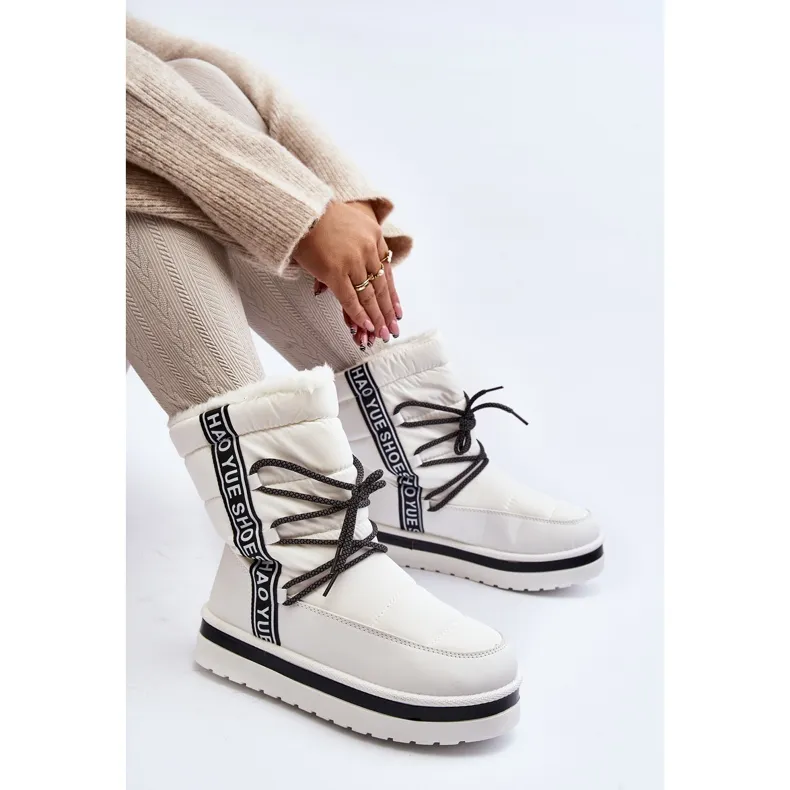 Women's Snow Boots With Lacing White Lilara