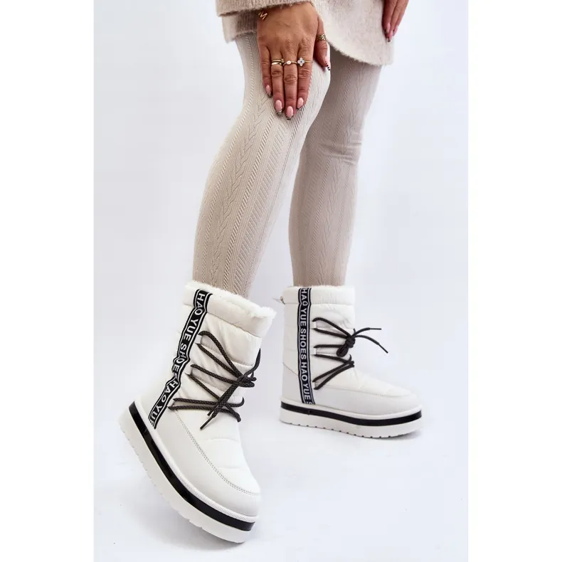 Women's Snow Boots With Lacing White Lilara