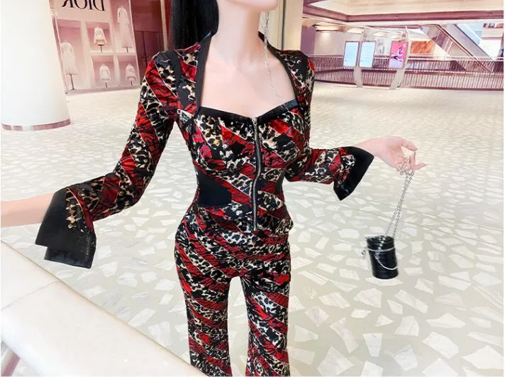 Women's Casual High Waist Long Sleeves Letter Pattern Two Piece Set