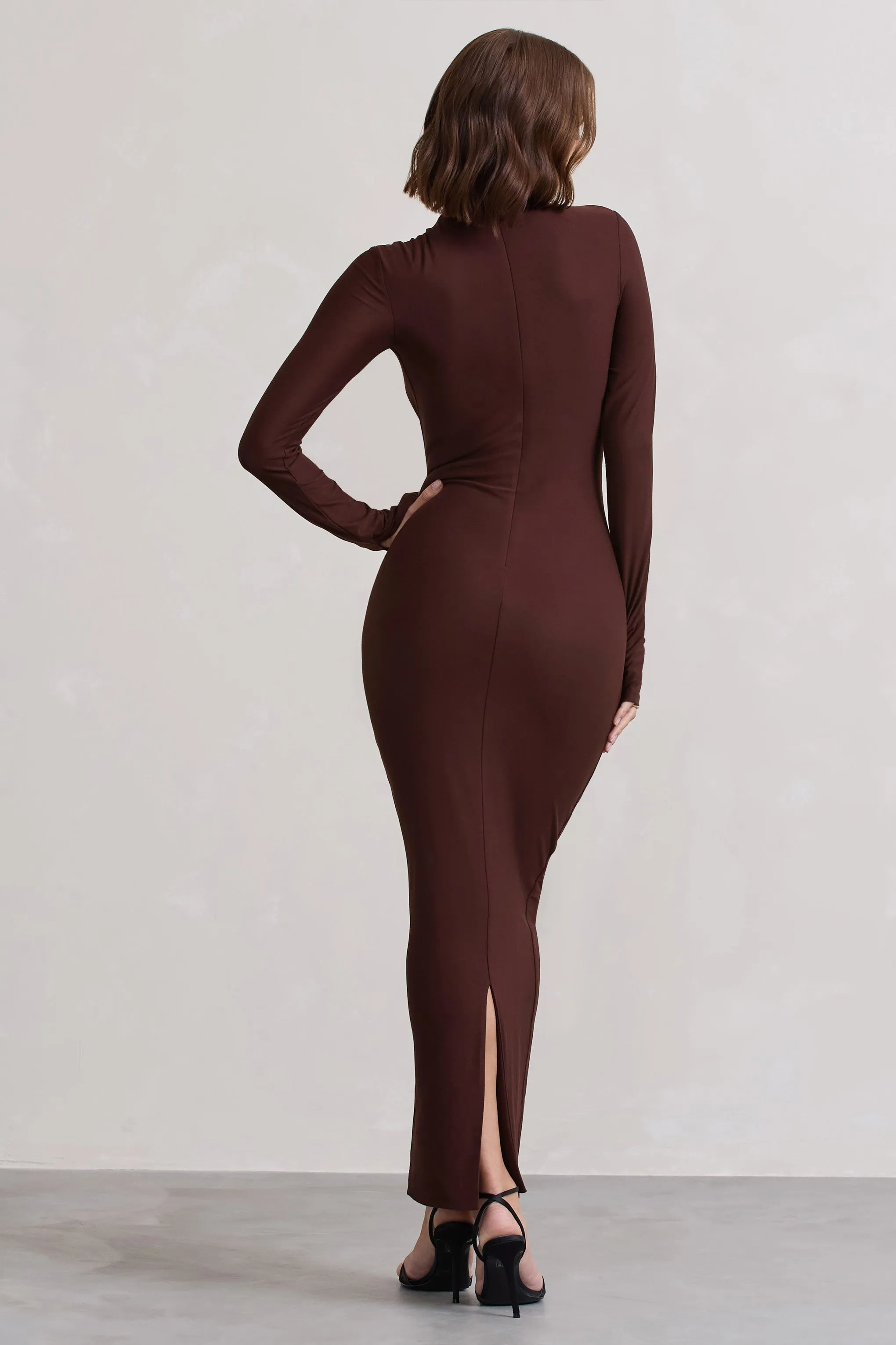 Wonder | Chocolate Brown Bodycon Long-Sleeve Maxi Dress