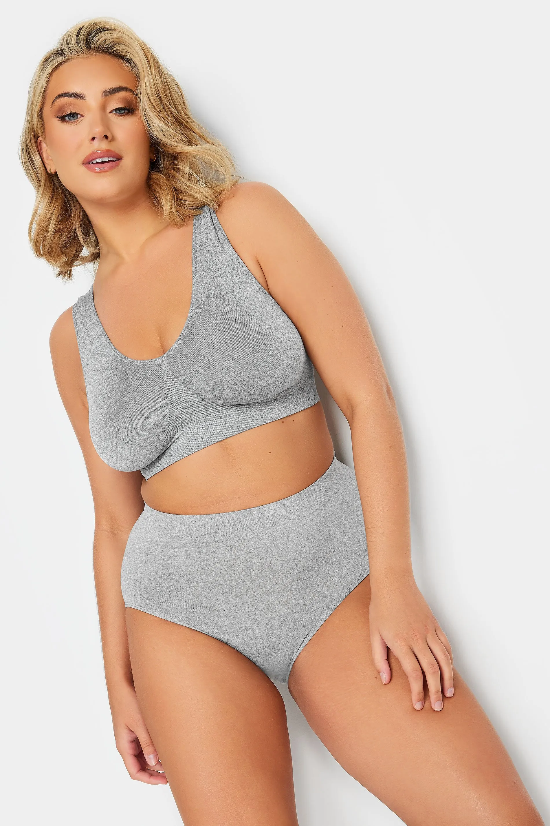 YOURS Grey Seamless Non-Padded Non-Wired Bralette