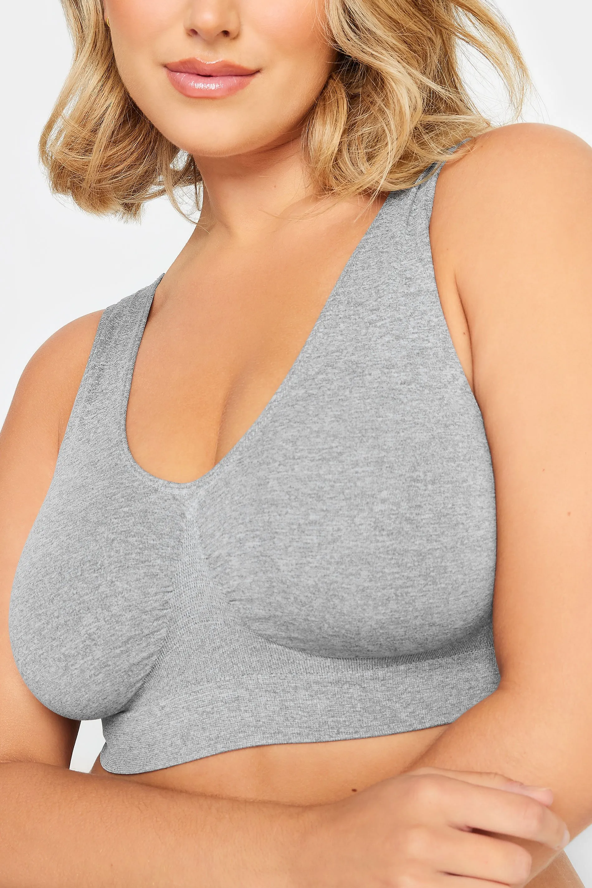 YOURS Grey Seamless Non-Padded Non-Wired Bralette